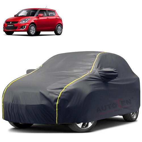 Waterproof Car Body Cover Compatible with Maruti Swift 100% Waterproof with Mirror & Antenna Pocket Triple Stitched Bottom Elastic Dustproof Full Body Protection (Grey Series)