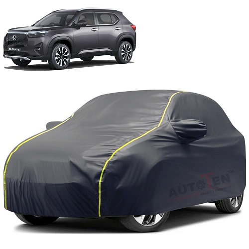  Waterproof Car Body Cover Compatible with Honda Elevate 100% Waterproof with Mirror & Antenna Pocket Triple Stitched Bottom Elastic Dustproof Full Body Protection (Grey Series)