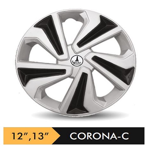 Car Wheel Cover/caps (CARUNAA BLACK AND SILVER - C) Compatible With - R13 INCHES RIM SIZE