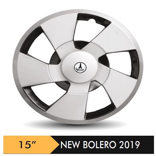 Car Wheel Cover/caps (NEW BOLERO 2019 - BLACK AND SILVER) Compatible With - R15 INCHES RIM SIZE
