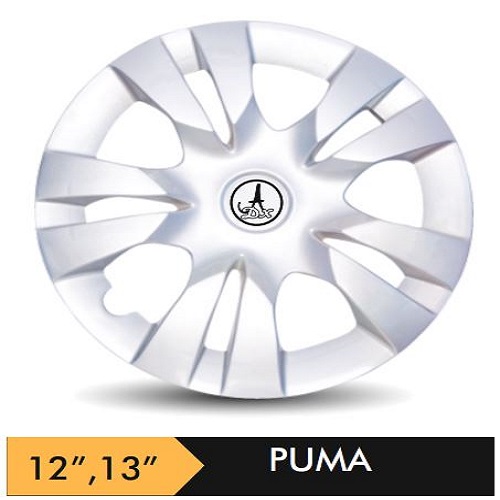 Car Wheel Cover/caps (PUMA - SILVER) Compatible With - R12 INCHES RIM SIZE