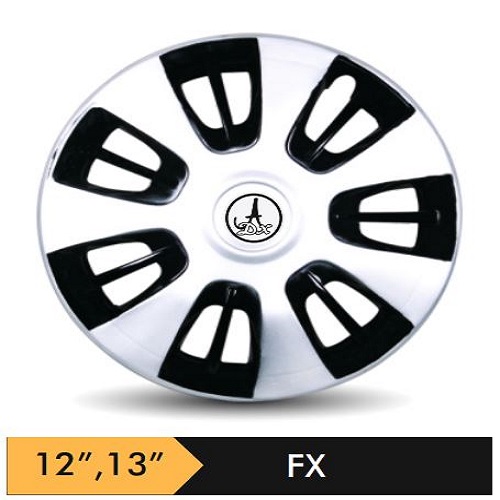 Car Wheel Cover/caps (FX - BLACK AND SILVER) Compatible With - R13 INCHES RIM SIZE