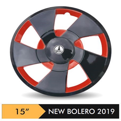 Car Wheel Cover/caps (NEW BOLERO 2019 - BLACK AND RED) Compatible With - R15 INCHES RIM SIZE