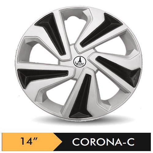 Car Wheel Cover/caps (CARUNAA BLACK AND SILVER - C) Compatible With - R14 INCHES RIM SIZE