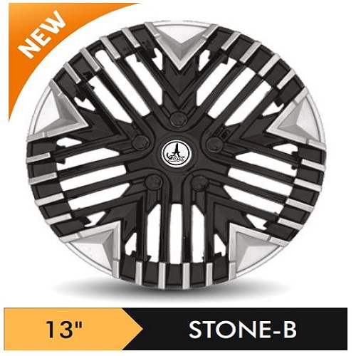 Car Wheel Cover/caps (STONE - BLACK AND SILVER-B) Compatible With - R13 INCHES RIM SIZE
