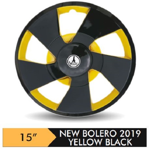 Car Wheel Cover/caps (NEW BOLERO 2019 - YELLOW AND BLACK) Compatible With - R15 INCHES RIM SIZE