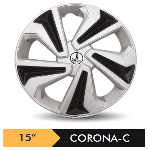 Car Wheel Cover/caps (CARUNAA BLACK AND SILVER - C) Compatible With - R15 INCHES RIM SIZE