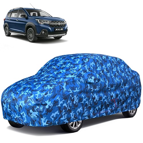 6X6 100% Waterproof Car Body Cover Compatible with Maruti XL6 100% Waterproof with Mirror & Antenna Pocket Triple Stitched Bottom Elastic Dustproof Full Body Protection (Cloud Series)