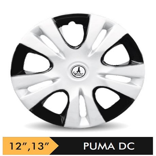 Car Wheel Cover/caps (PUMA - BLACK AND SILVER) Compatible With - R12 INCHES RIM SIZE