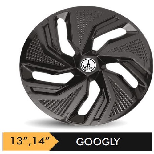 Car Wheel Cover/caps (GOOGLY - BLACK) Compatible With - R13 INCHES RIM SIZE