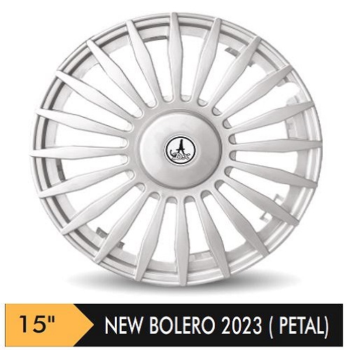 Car Wheel Cover/caps (NEW BOLERO 2023 PETAL - SILVER) Compatible With - R15 INCHES RIM SIZE