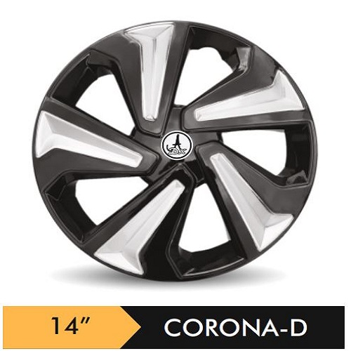 Car Wheel Cover/caps (CARUNAA BLACK AND SILVER - D) Compatible With - R14 INCHES RIM SIZE