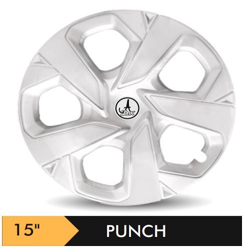 Car Wheel Cover/caps (PUNCH - SILVER) Compatible With - R15 INCHES RIM SIZE