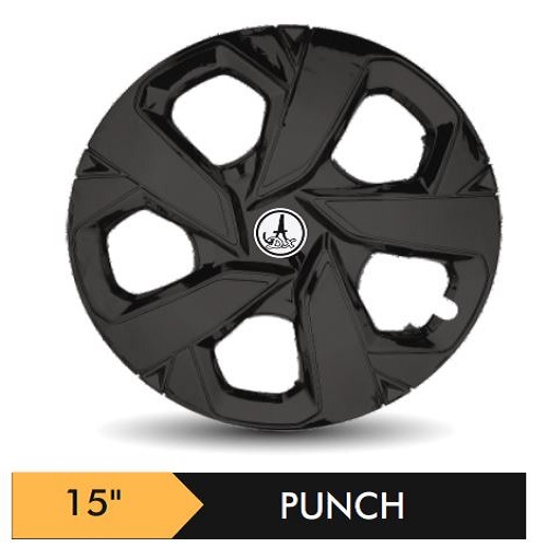 Car Wheel Cover/caps (PUNCH - BLACK) Compatible With - R15 INCHES RIM SIZE