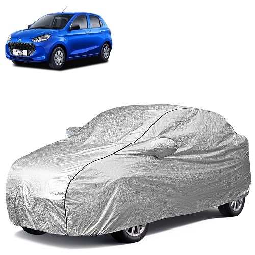 Waterproof Car Body Cover Compatible with Maruti Alto-K10 100% Waterproof with Mirror & Antenna Pocket Triple Stitched Bottom Elastic Dustproof Full Body Protection (Silver Series)