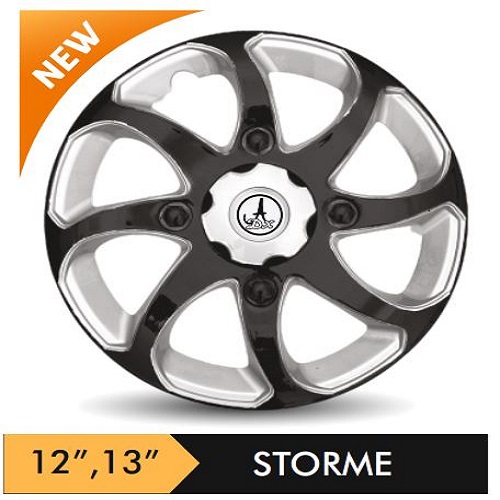 Car Wheel Cover/caps (STROME - BLACK AND SILVER) Compatible With - R12 INCHES RIM SIZE