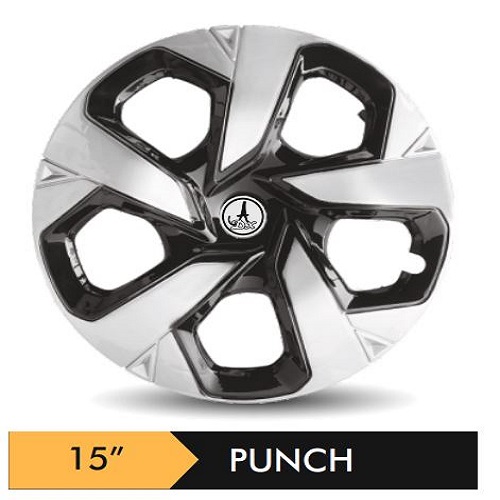 Car Wheel Cover/caps (PUNCH - BLACK AND SILVER) Compatible With - R15 INCHES RIM SIZE