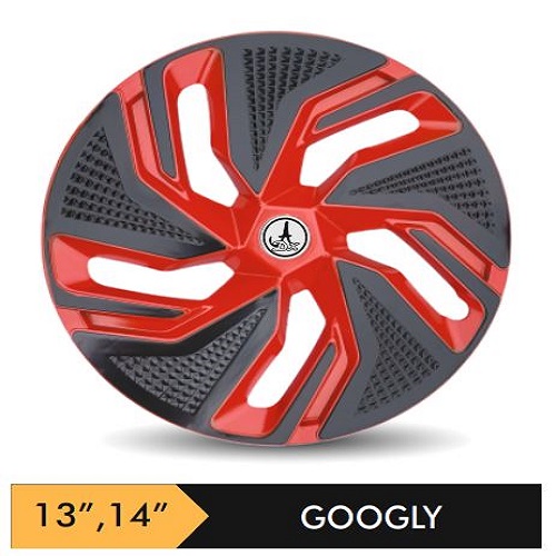 Car Wheel Cover/caps (GOOGLY - RED AND BLACK) Compatible With - R14 INCHES RIM SIZE