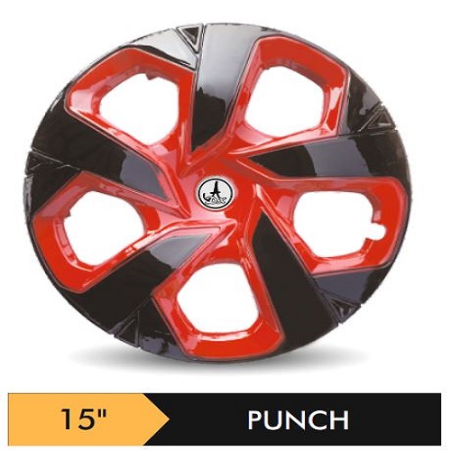 Car Wheel Cover/caps (PUNCH - RED AND BLACK) Compatible With - R15 INCHES RIM SIZE