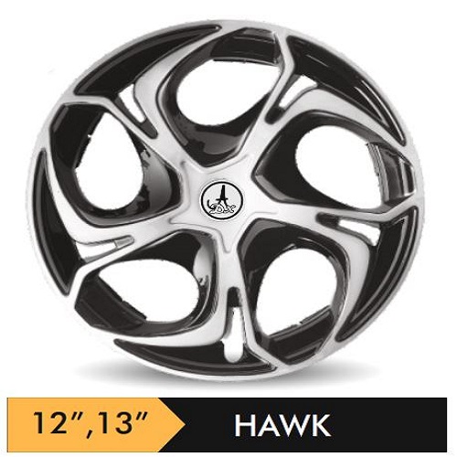 Car Wheel Cover/caps (HAWK - BLACK AND SILVER) Compatible With - R12 INCHES RIM SIZE