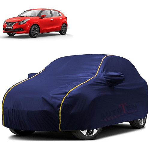 Waterproof Car Body Cover Compatible with Maruti Baleno 100% Waterproof with Mirror & Antenna Pocket Triple Stitched Bottom Elastic Dustproof Full Body Protection (Blue Series)