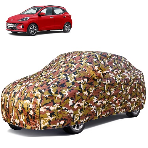  Waterproof Car Body Cover Compatible with Hyundai i10 Nios 100% Waterproof with Mirror & Antenna Pocket Triple Stitched Bottom Elastic Dustproof Full Body Protection (Jungle Series)