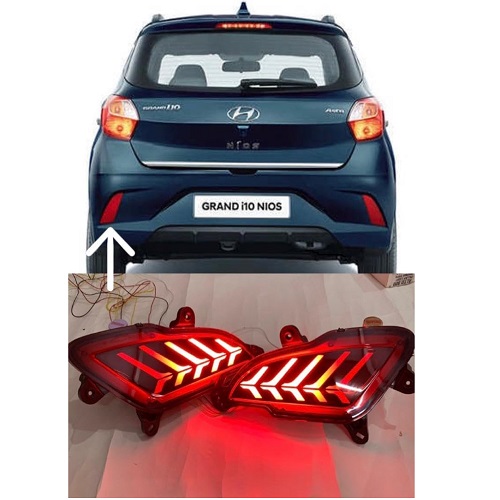  rear bumper break light reflector with matrix+scan function compatible for nios I-10 grand (2019-22) with 4wire (2PCS)