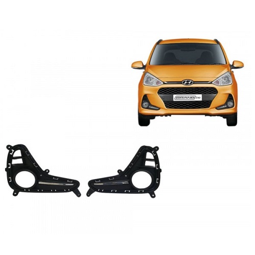 Globex Fog Light Lamp Bezel Cover i10 Grand Type 2 Chrome (Set of 2 - AUTO SPARE WORLD