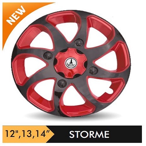 Car Wheel Cover/caps (STROME - BLACK AND RED) Compatible With - R12 INCHES RIM SIZE