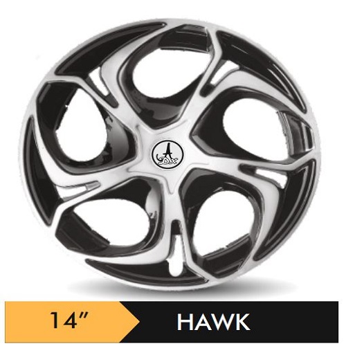 Car Wheel Cover/caps (HAWK - BLACK AND SILVER) Compatible With - R14 INCHES RIM SIZE
