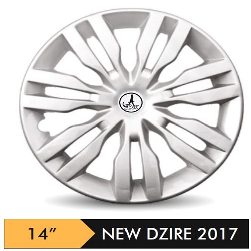 Car Wheel Cover/caps (NEW DZIRE 2017 - SILVER) Compatible With - R14 INCHES RIM SIZE