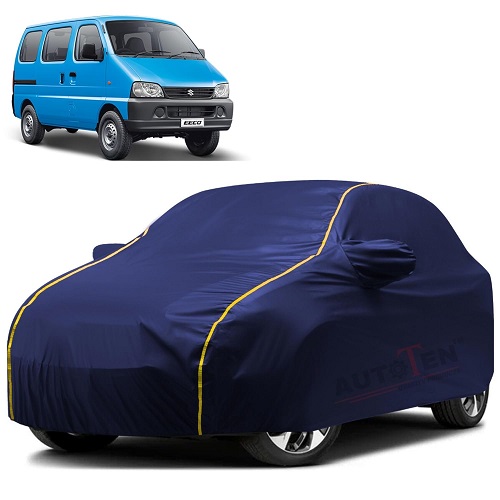  Waterproof Car Body Cover Compatible with Maruti Eeco 100% Waterproof with Mirror & Antenna Pocket Triple Stitched Bottom Elastic Dustproof Full Body Protection (Blue Series)