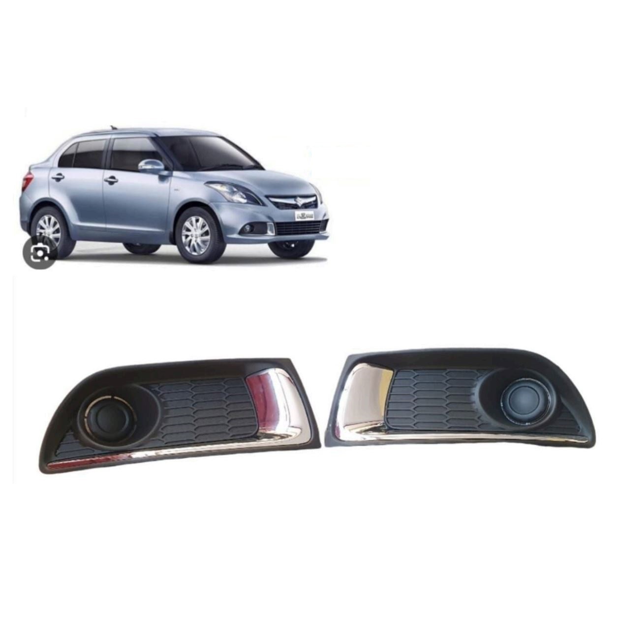 Fog Lamp Cover/Grill O.E Type Compatible With Maruti Swift Dzire Type 3 2015-2016 WITH CHROME ( Set Front Right and Left Side)