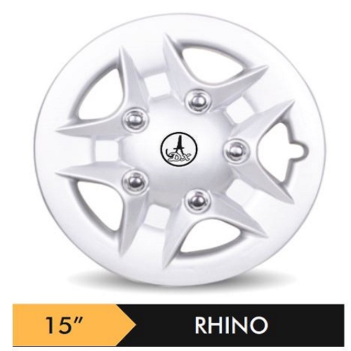Car Wheel Cover/caps (RHINO - SILVER) Compatible With - R15 INCHES RIM SIZE