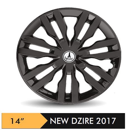 Car Wheel Cover/caps (NEW DZIRE 2017 - BLACK) Compatible With - R14 INCHES RIM SIZE