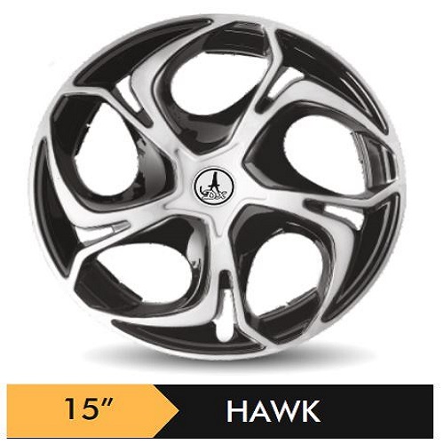 Car Wheel Cover/caps (HAWK - BLACK AND SILVER) Compatible With - R15 INCHES RIM SIZE