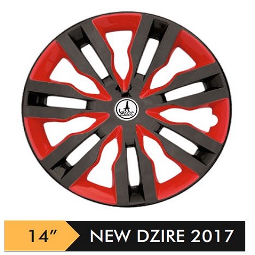 Car Wheel Cover/caps (NEW DZIRE 2017 - RED AND BLACK) Compatible With - R14 INCHES RIM SIZE