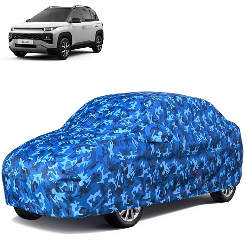  6X6 100% Waterproof Car Body Cover Compatible with Hyundai Exter 100% Waterproof with Mirror & Antenna Pocket Triple Stitched Bottom Elastic Dustproof Full Body Protection (Cloud Series)