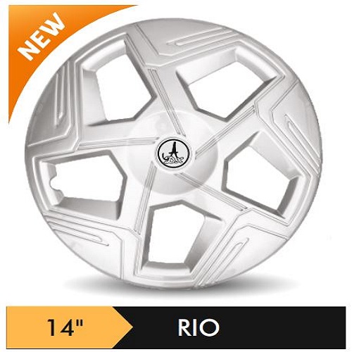 Car Wheel Cover/caps (RIO - SILVER) Compatible With - R14 INCHES RIM SIZE
