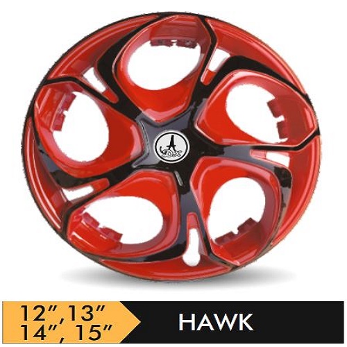 Car Wheel Cover/caps (HAWK - BLACK AND RED) Compatible With - R15 INCHES RIM SIZE