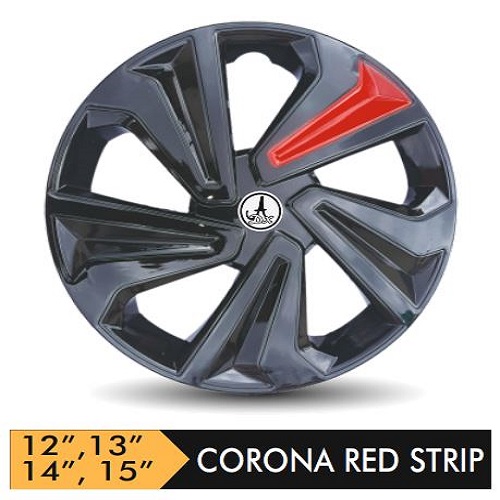 Car Wheel Cover/caps (CARUNAA RED-STRIP) Compatible With - R13 INCHES RIM SIZE