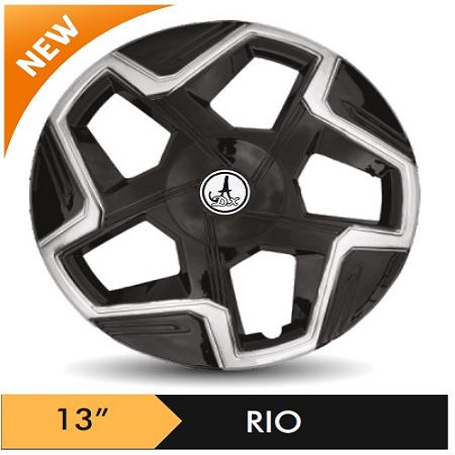 Car Wheel Cover/caps (RIO - BLACK AND SILVER) Compatible With - R13 INCHES RIM SIZE