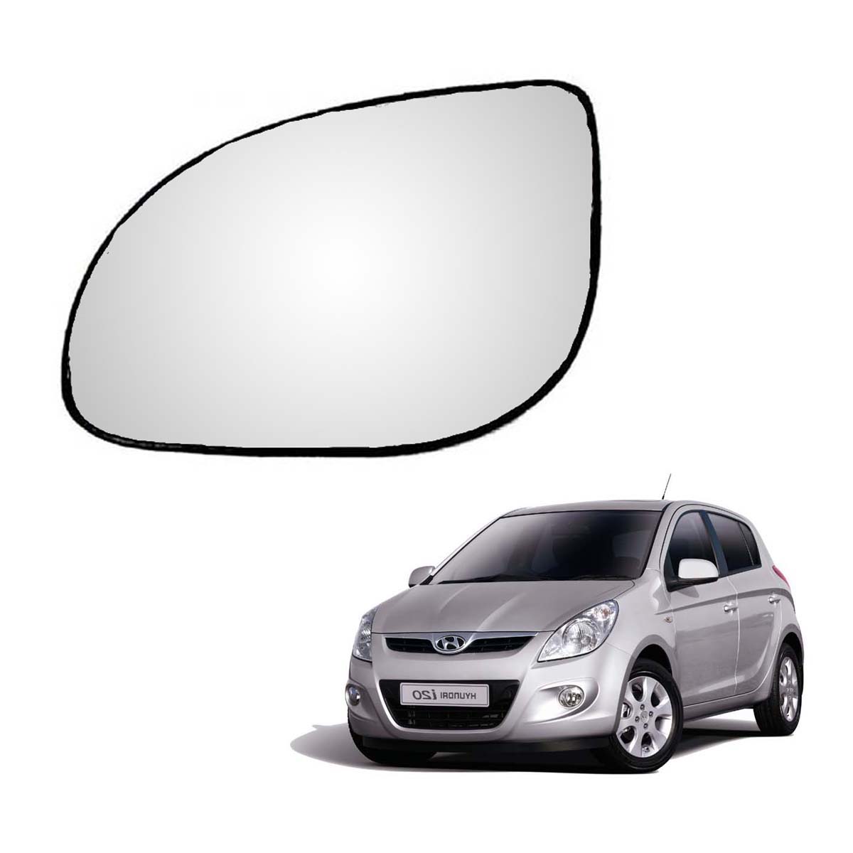 Car Replacement Left Side Rear View Mirror Glass for Hyundai i20 old (Model 2008-2014)