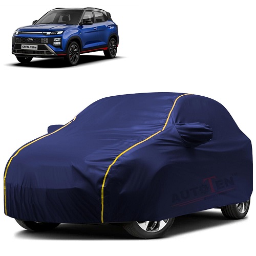 Waterproof Car Body Cover Compatible with Hyundai Creta 100% Waterproof with Mirror & Antenna Pocket Triple Stitched Bottom Elastic Dustproof Full Body Protection (Blue Series)