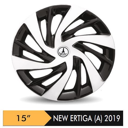 Car Wheel Cover/caps (NEW ERTIGA 2019 - BLACK AND SILVER-A) Compatible With - R15 INCHES RIM SIZE