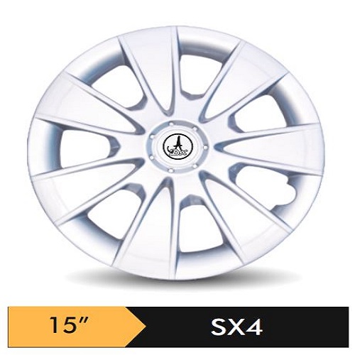 Car Wheel Cover/caps (SX4 - SILVER) Compatible With - R15 INCHES RIM SIZE