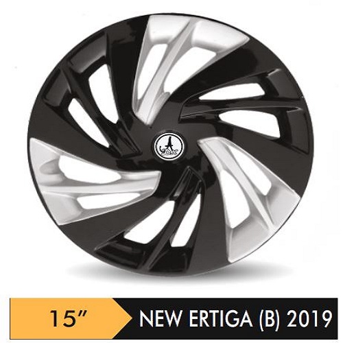Car Wheel Cover/caps (NEW ERTIGA 2019 - BLACK AND SILVER-B) Compatible With - R15 INCHES RIM SIZE