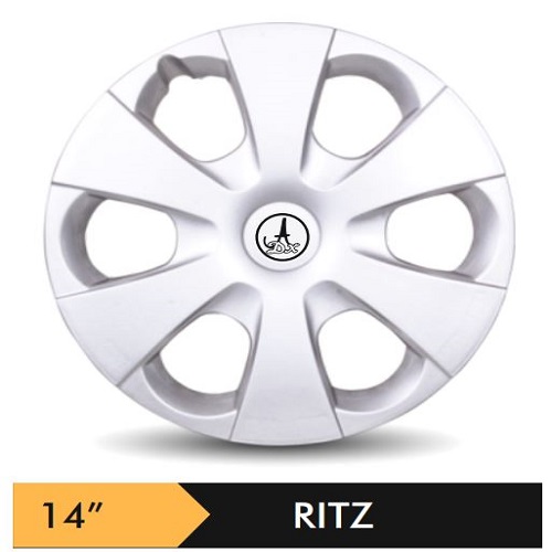 Car Wheel Cover/caps (RITZ - SILVER) Compatible With - R14 INCHES RIM SIZE