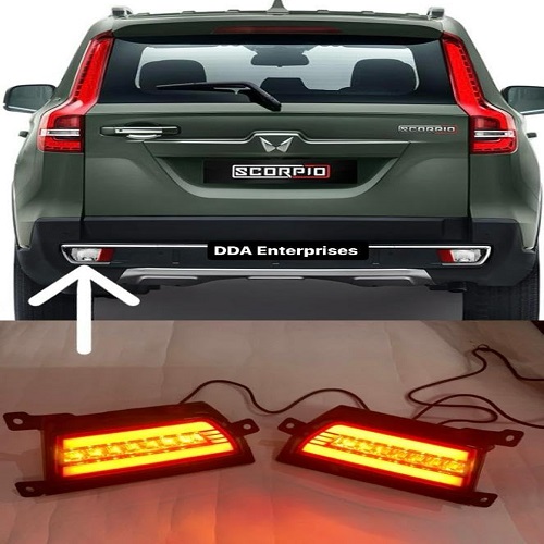  Rear Reflector Led Brake Light With Indicator Matrix +Scaning/3D Bumber Drl Back Compatible Scorpio N 2022 Onwards 1-Set (Four Funcation, Car)