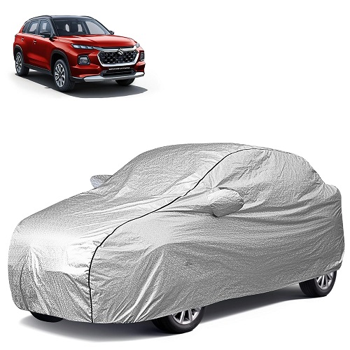 Waterproof Car Body Cover Compatible with Maruti Vitara 100% Waterproof with Mirror & Antenna Pocket Triple Stitched Bottom Elastic Dustproof Full Body Protection (Silver Series)
